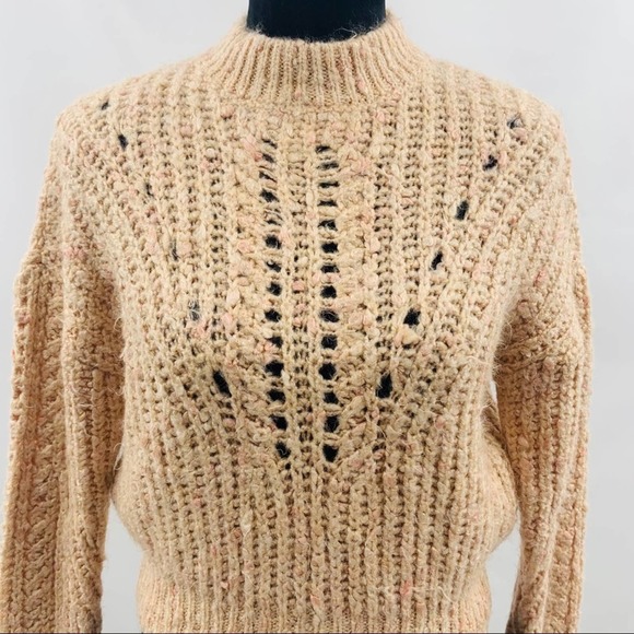 Topshop Mock Neck Pullover Airy Open Stitching - Picture 9 of 12